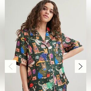 Karen Mabon Anthropologie pajama top. cats and purses Sz M